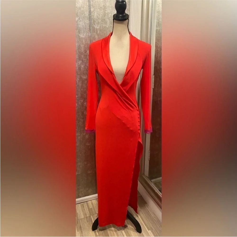 La Perla Elegant Red Wrap Dress, XXS